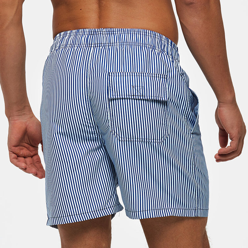 Blue Striped Quick Dry Beach Shorts