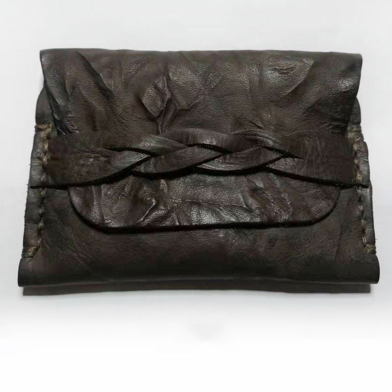 Handmade Cowhide Change Card Case Retro Wallet