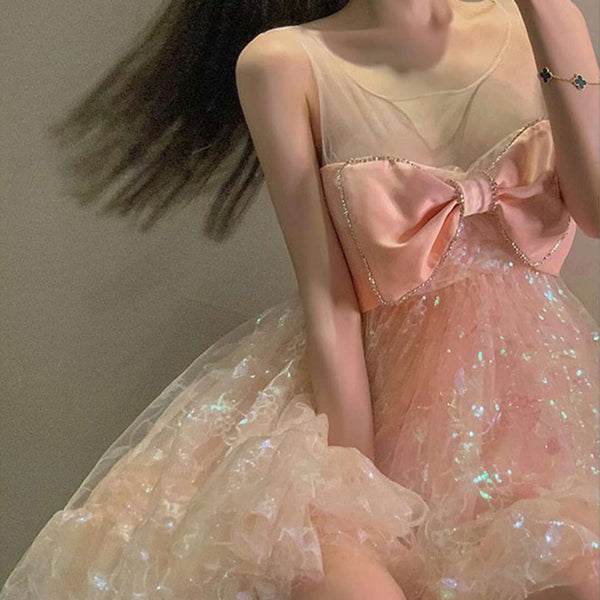 Cute Sweet Organza Bow Dress