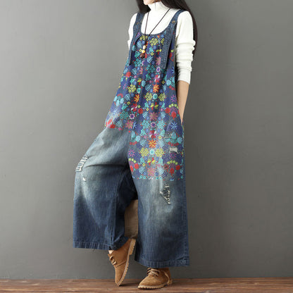 Vintage Flower Wide-leg Jumpsuit