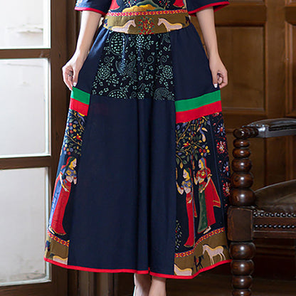 Summer Ethnic Retro Blouse + Skirt Two-piece Suit