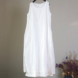 Sleeveless Double Layer Drawstring Dress
