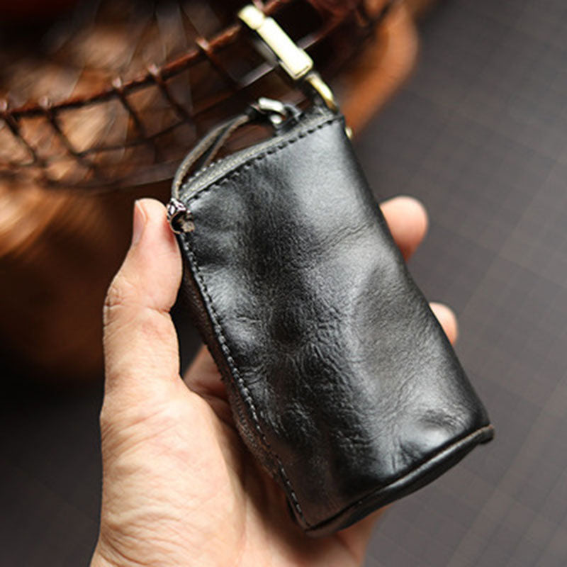 Cowhide Zipper Key Case