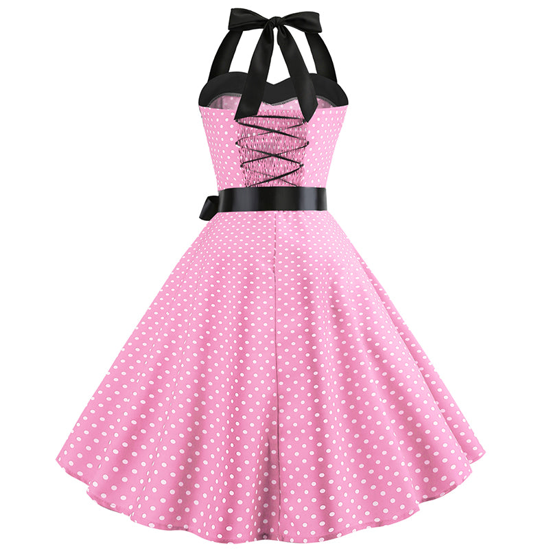 Polka Dot Retro Halter Dress