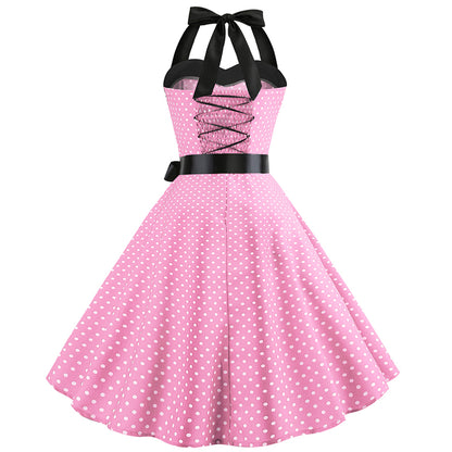 Polka Dot Retro Halter Dress