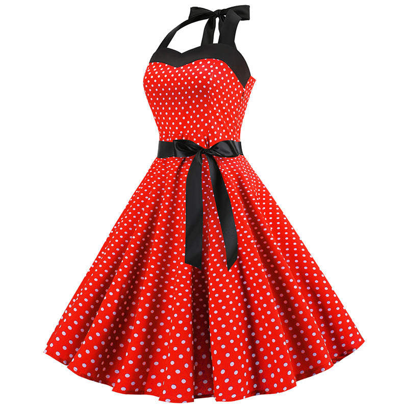 Polka Dot Retro Halter Dress