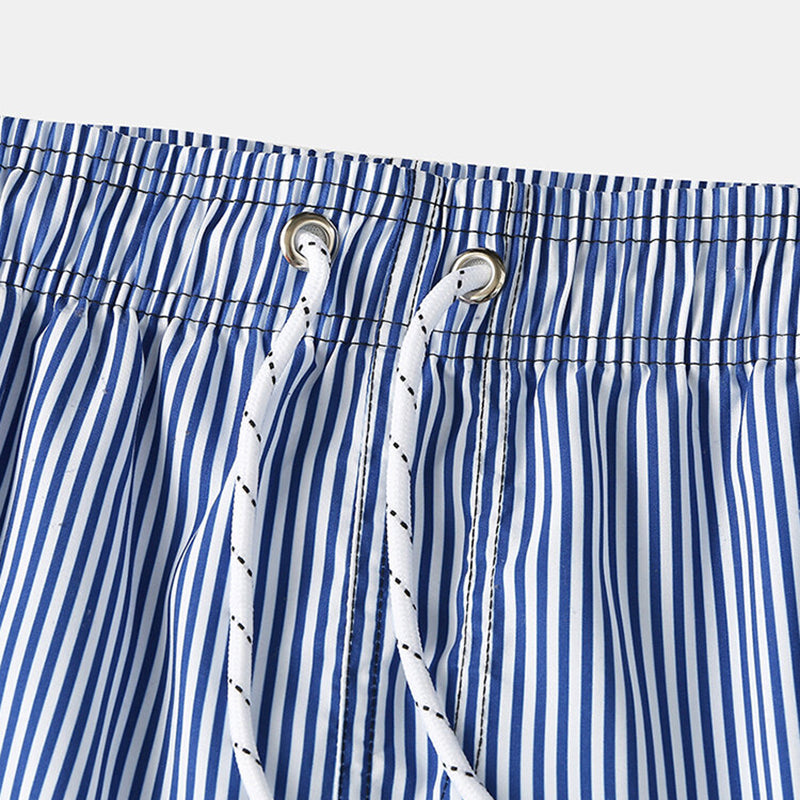 Blue Striped Quick Dry Beach Shorts
