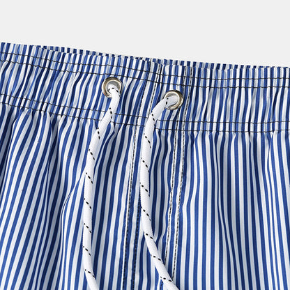 Blue Striped Quick Dry Beach Shorts
