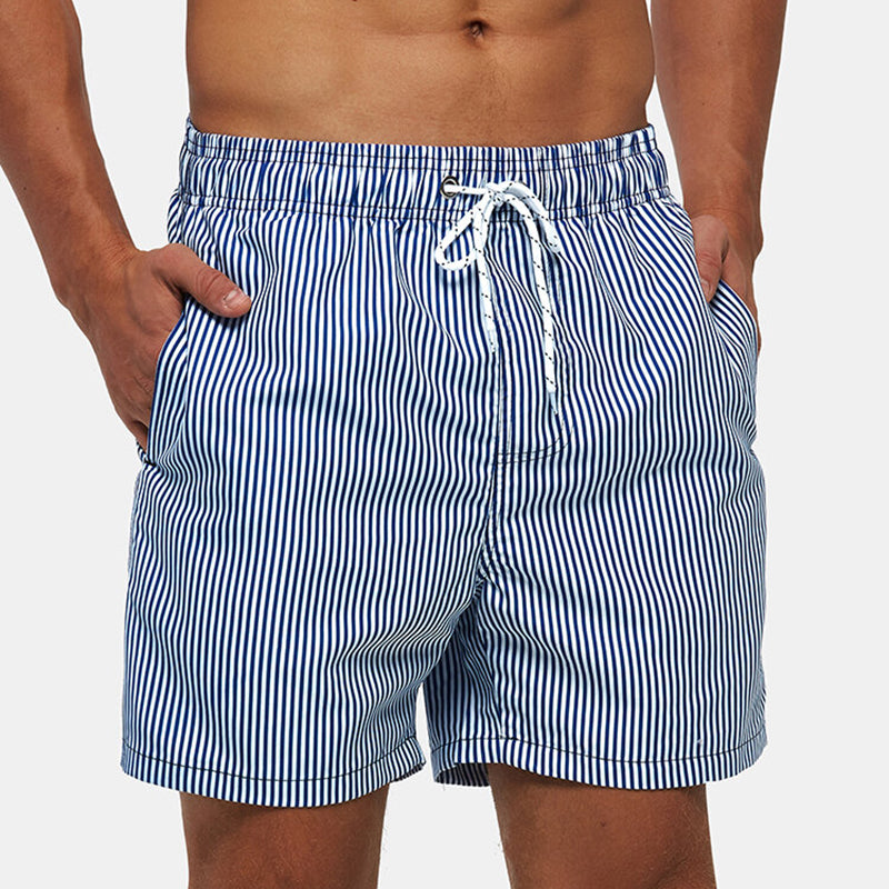 Blue Striped Quick Dry Beach Shorts