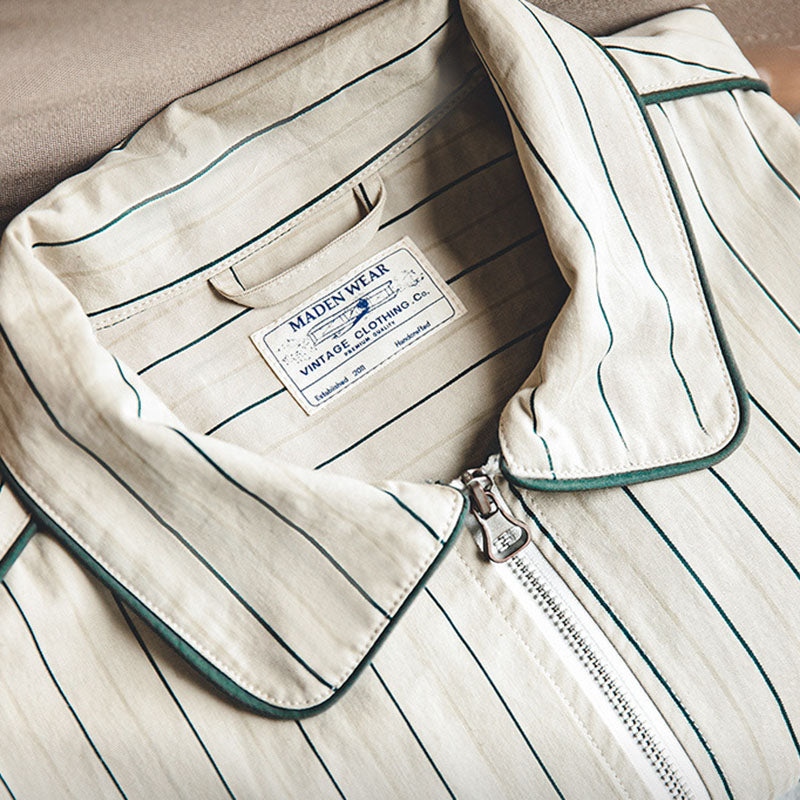 Vintage Army Green Pinstripe Jacket