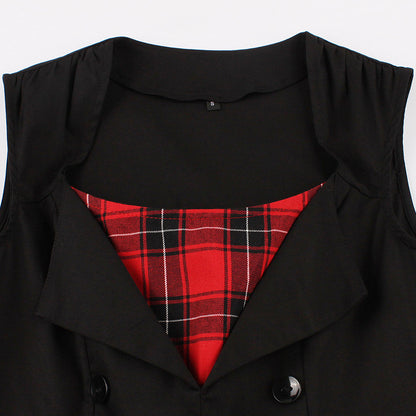 Sleeveless Plaid Retro Dress