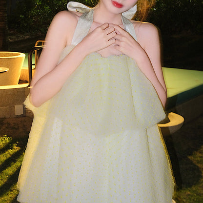Bowknot French Mesh Cake Dress