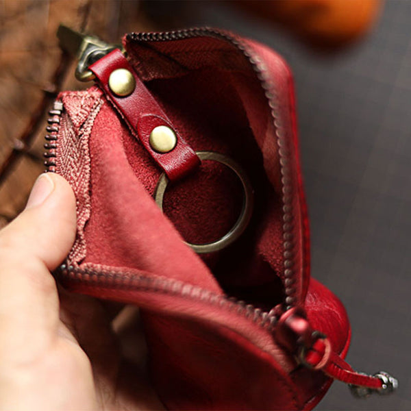 Cowhide Zipper Key Case