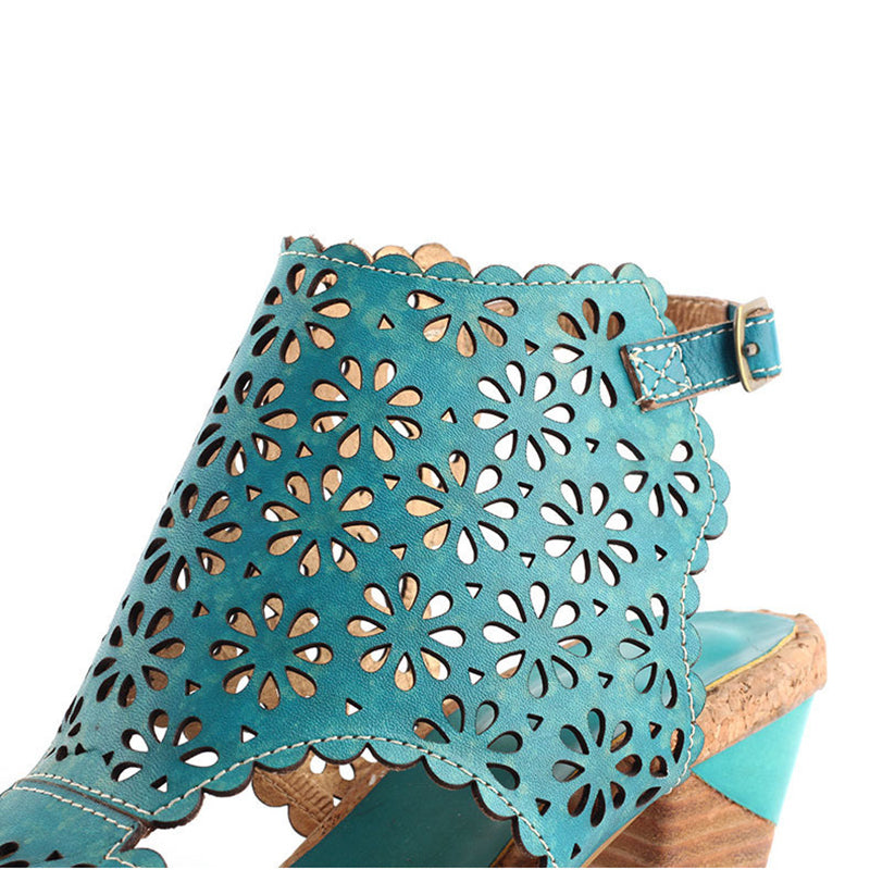 Retro Hollow Fish Mouth Handmade Sandals
