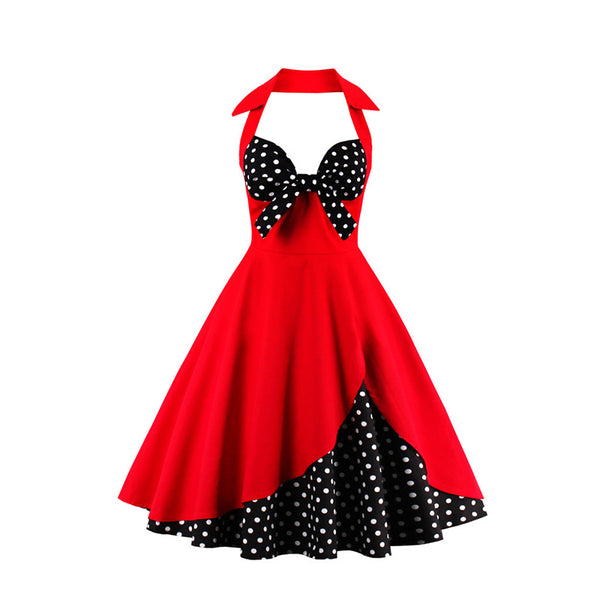 Halter V-neck Retro Dress