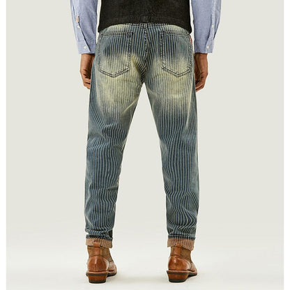 Striped Retro Washed Casual  Denim Pants