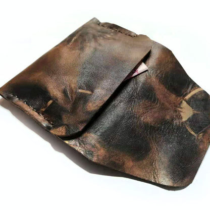 Handmade Cowhide Change Card Case Retro Wallet
