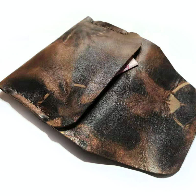 Handmade Cowhide Change Card Case Retro Wallet