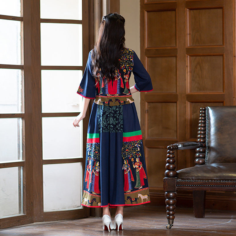 Summer Ethnic Retro Blouse + Skirt Two-piece Suit