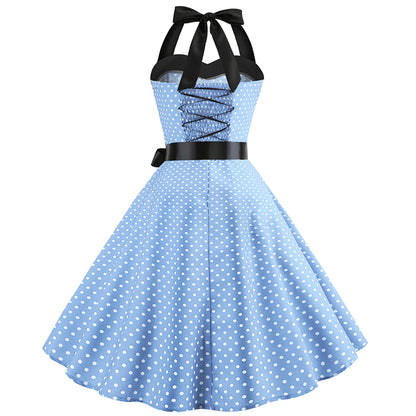 Polka Dot Retro Halter Dress