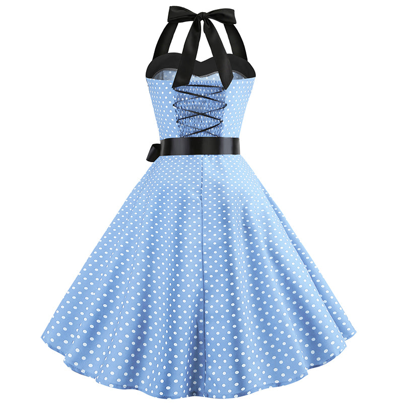 Polka Dot Retro Halter Dress