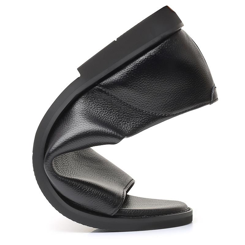 Black Summer Outdoor Men's Leather Sandals