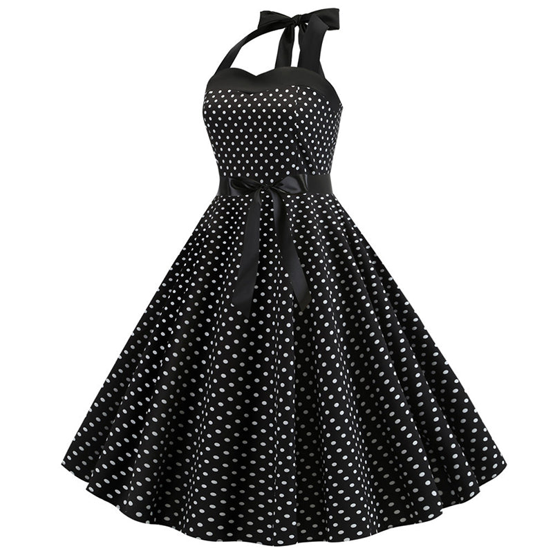 Polka Dot Retro Halter Dress