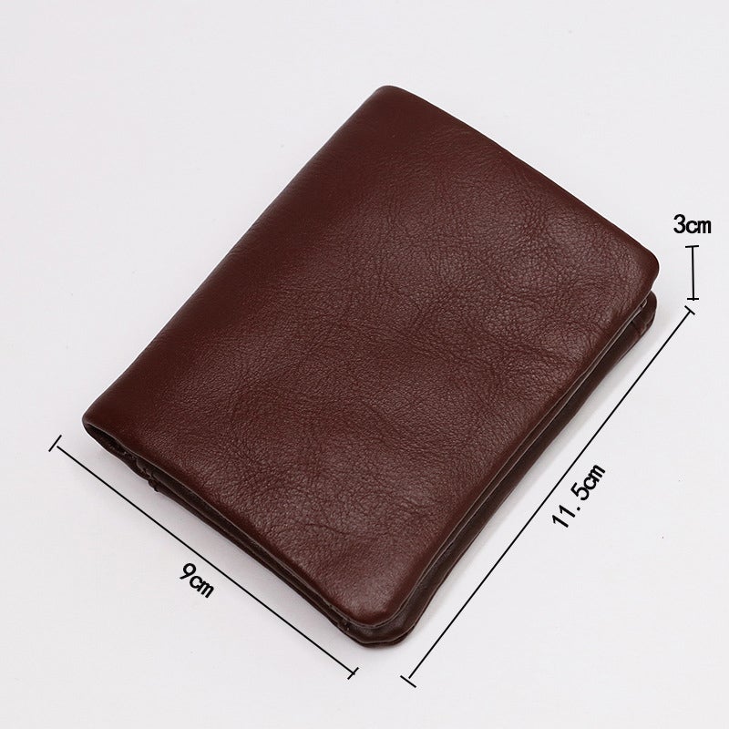 Vintage Leather Bi-fold Zipper Wallet