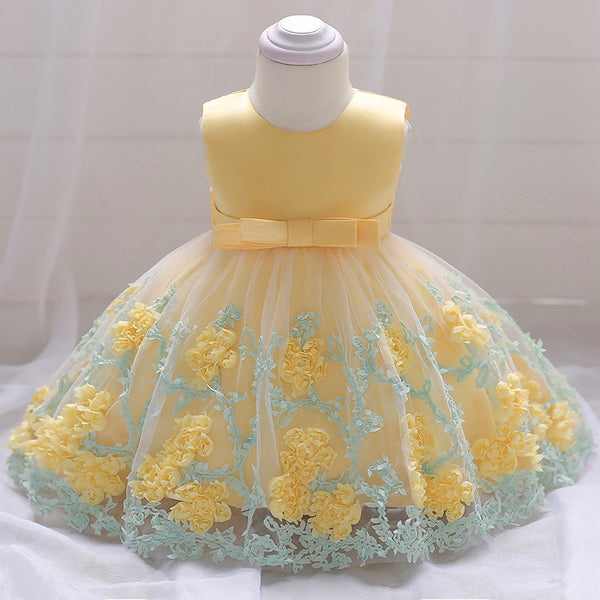Cute Girl Flower Sleeveless Mesh Dress