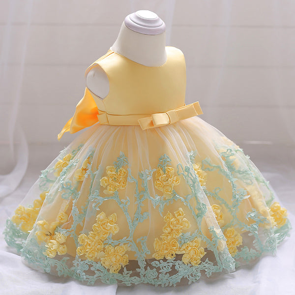 Cute Girl Flower Sleeveless Mesh Dress