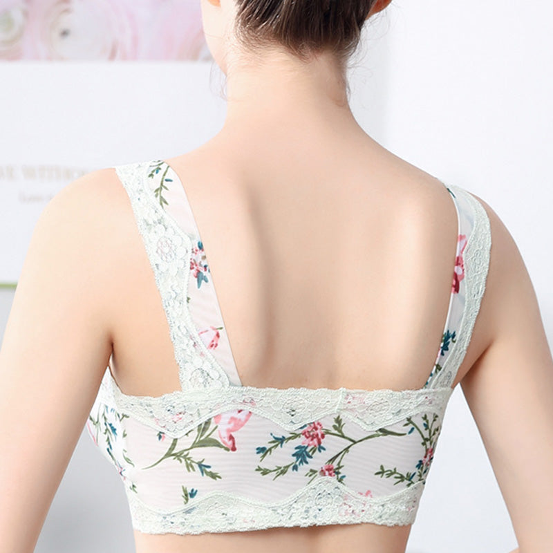Zip Front Print Lace Bras