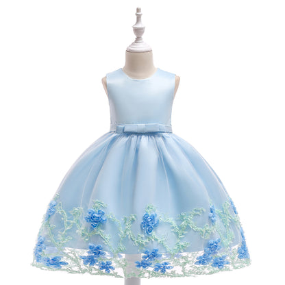 Cute Girl Flower Sleeveless Mesh Dress