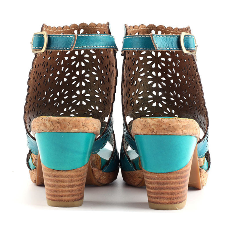 Retro Hollow Fish Mouth Handmade Sandals