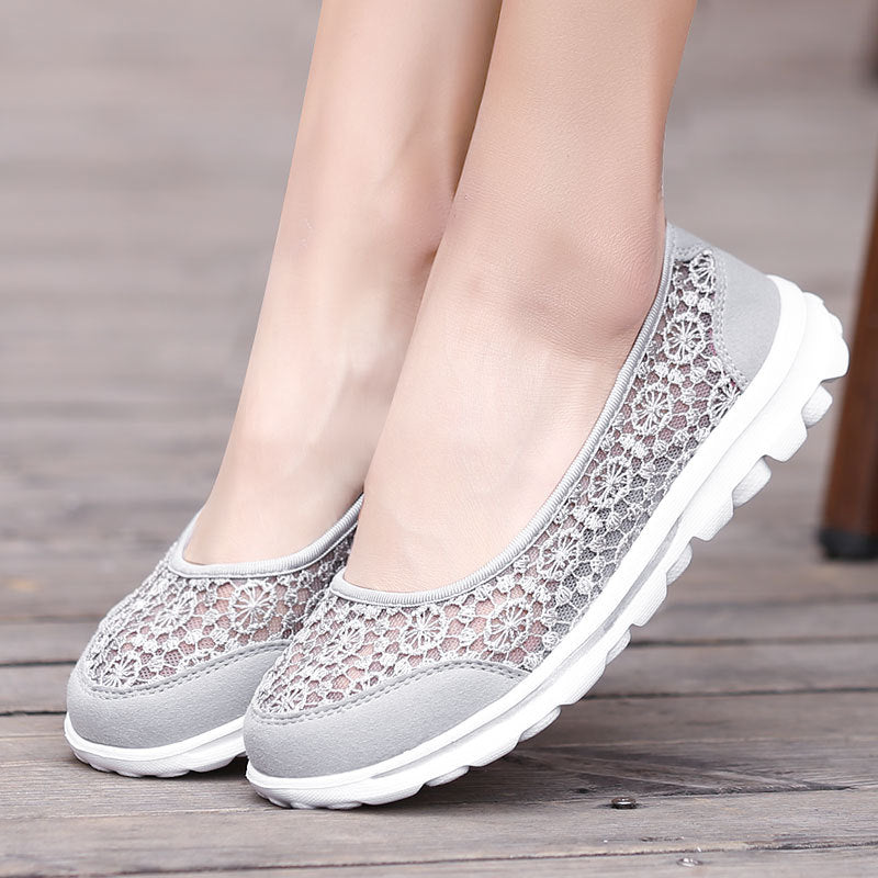 Women Casual Breathable Hollow Lace Flats Shoes