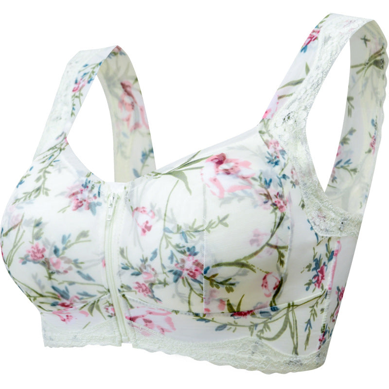 Zip Front Print Lace Bras