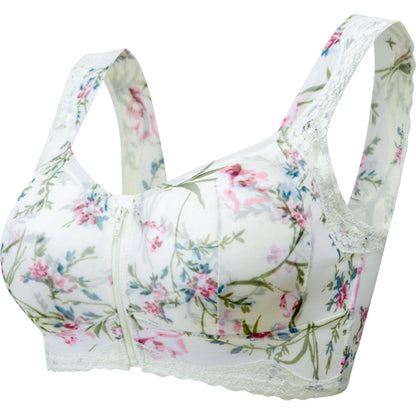 Zip Front Print Lace Bras