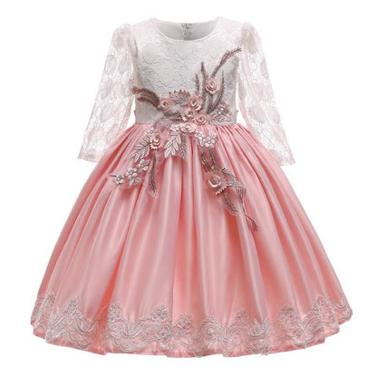 Elegant Girls Silk Bow Puffy Princess Dress