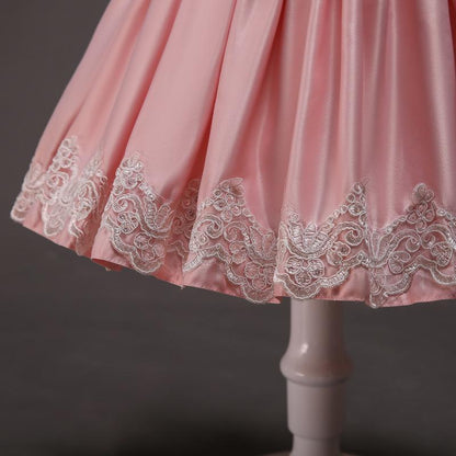 Elegant Girls Silk Bow Puffy Princess Dress