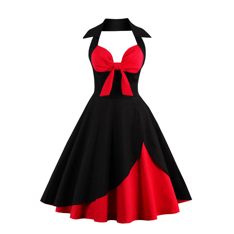 Halter V-neck Retro Dress