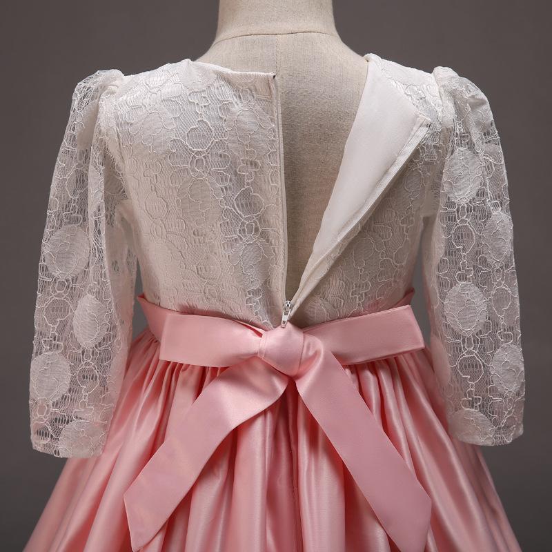 Elegant Girls Silk Bow Puffy Princess Dress