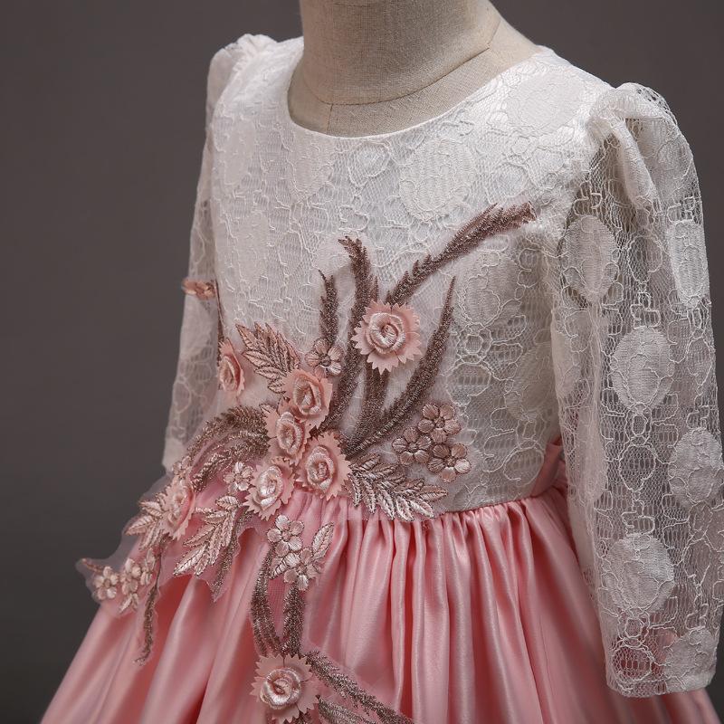 Elegant Girls Silk Bow Puffy Princess Dress