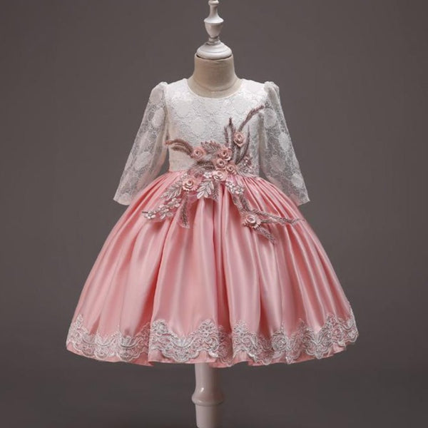 Elegant Girls Silk Bow Puffy Princess Dress