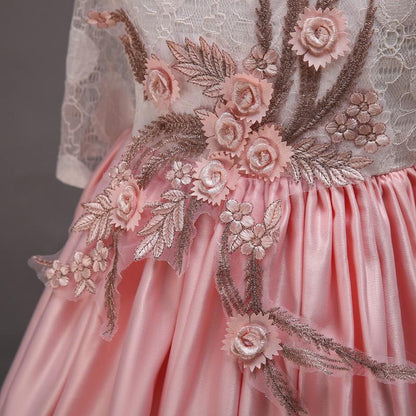 Elegant Girls Silk Bow Puffy Princess Dress