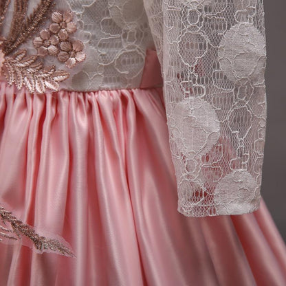 Elegant Girls Silk Bow Puffy Princess Dress
