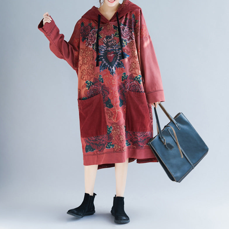 Retro Loose Print Dress