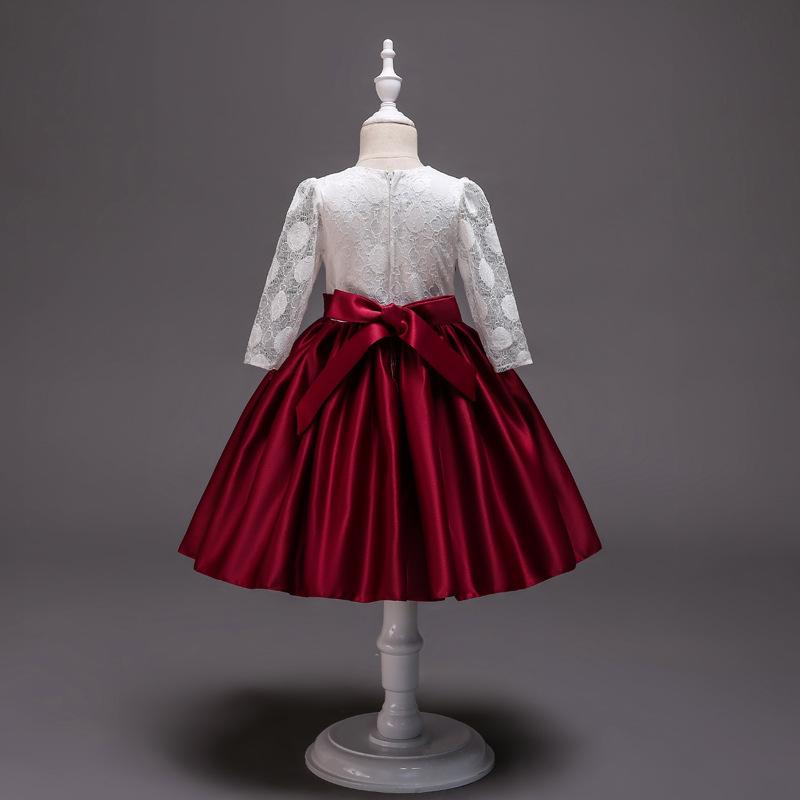Elegant Girls Silk Bow Puffy Princess Dress