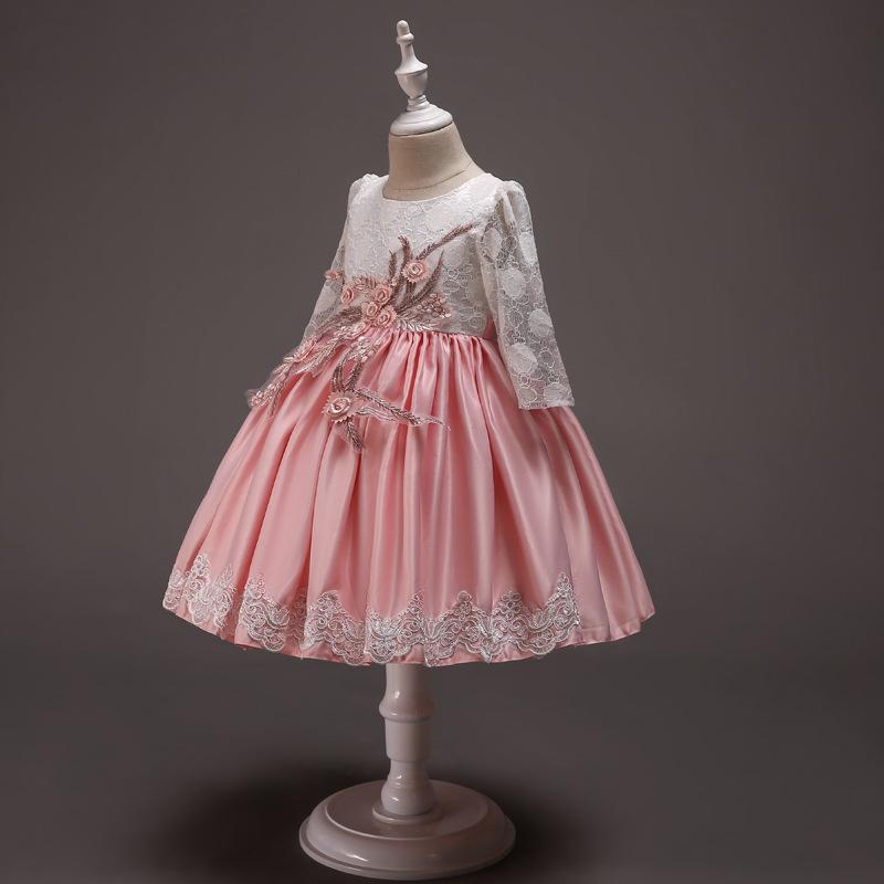 Elegant Girls Silk Bow Puffy Princess Dress