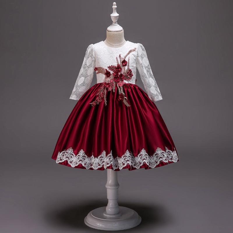 Elegant Girls Silk Bow Puffy Princess Dress