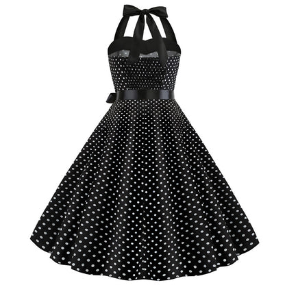 Polka Dot Retro Halter Dress