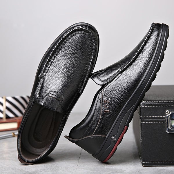 Mens Casual Genuine Leather Soft Insole  Business Loafers